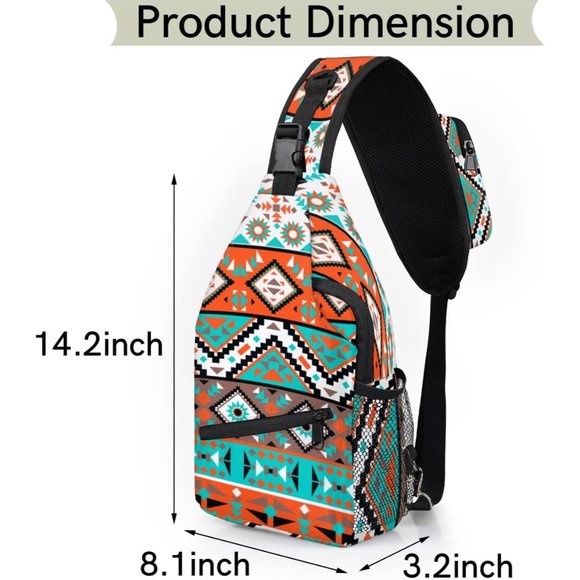 Women Aztec Bag Mini Crossbody Shoulder Chest Small Backpack for Travel Hiking main image 5